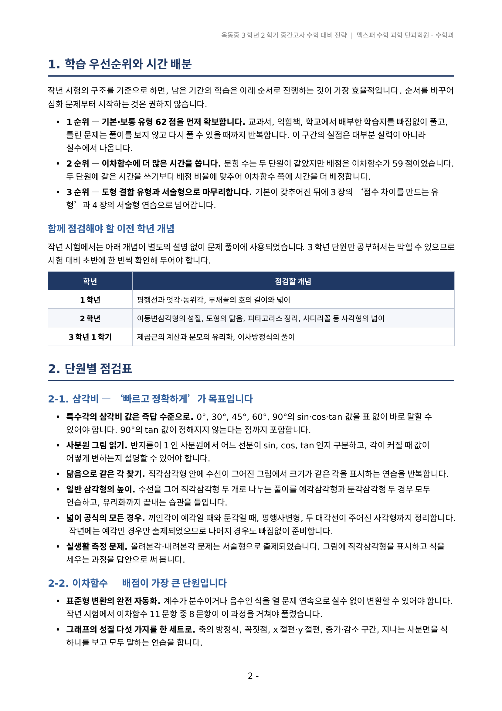 울산 옥동중 수학 기출 난이도별 배점 분석 — 기본 보통 발전 심화