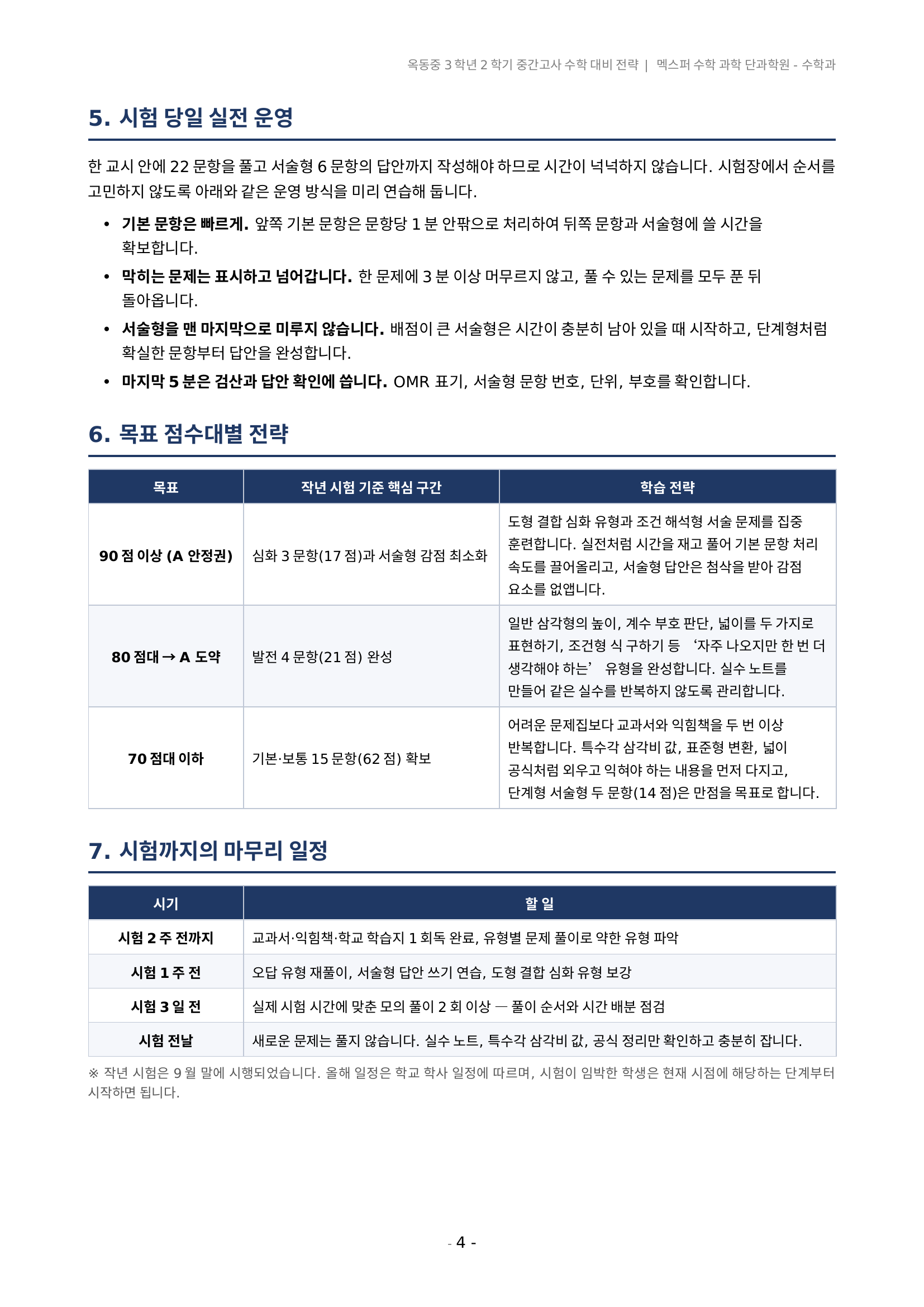 울산 옥동중 수학 삼각비 단원과 도형 선행 개념 연계 분석